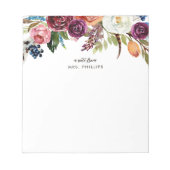 Herfst Boho Bloemen Persoonlijke Leraar Notitieblok (Voorkant)