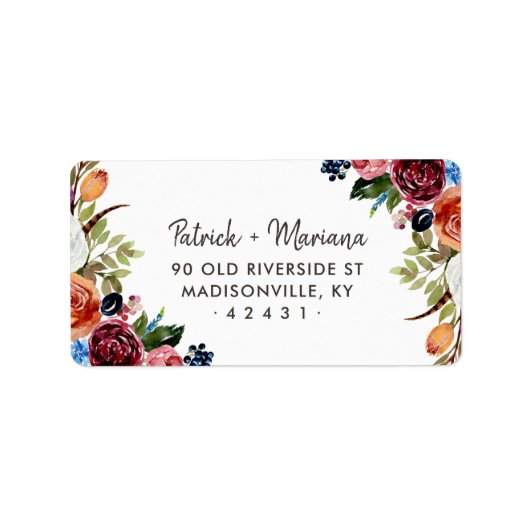 Herfst Boho Bloemen Trouw Retouradres Etiket (Voorkant)