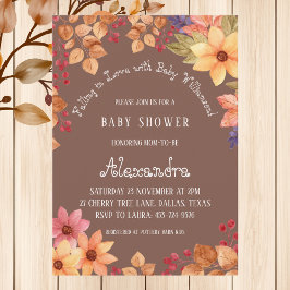 Herfst Boho Bloemen Vallen in Liefde Baby shower Kaart