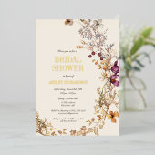 Herfst Boho Bloemen Vrijgezellenfeest Folie Uitnod Folie Uitnodiging (Staand Voorkant)