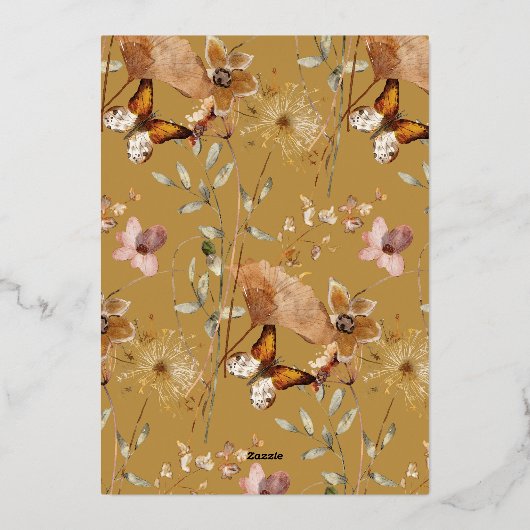 Herfst Boho Bloemen Vrijgezellenfeest Folie Uitnod Folie Uitnodiging (Achterkant)