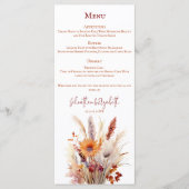 Herfst Boho bloemenbruiloft Menu (Voorkant)
