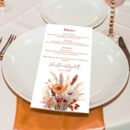 Herfst Boho bloemenbruiloft Menu