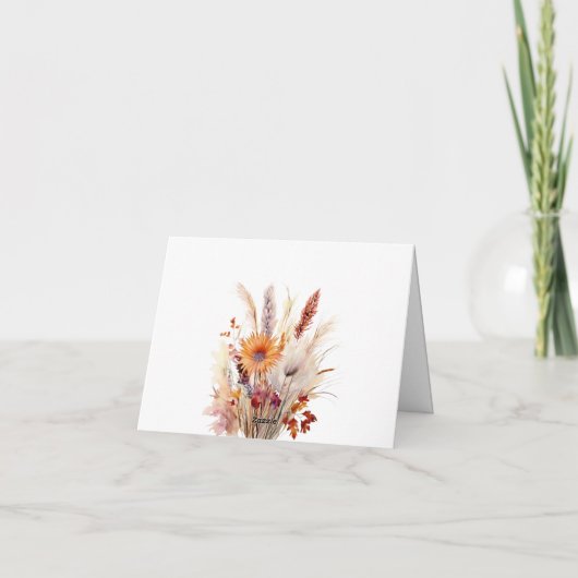 Herfst Boho bloemenbruiloft | Wit Bedankkaart (Achterkant)