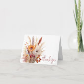 Herfst Boho bloemenbruiloft | Wit Bedankkaart (Voorkant)