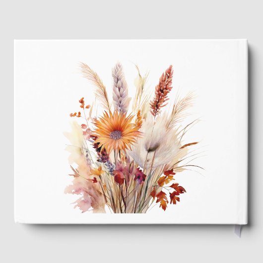 Herfst Boho bloemenbruiloft | Wit Gastenboek (Achterkant)