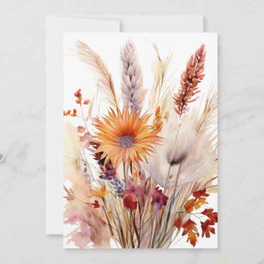 Herfst Boho bloemenbruiloft | Wit Kaart (Achterkant)