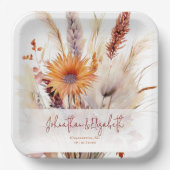 Herfst Boho bloemenbruiloft | Wit Papieren Bordje (Voorkant)