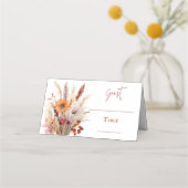 Herfst Boho bloemenbruiloft | Wit Plaatskaartje (Voorkant)