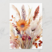 Herfst Boho bloemenbruiloft | Wit Programmakaart (Achterkant)