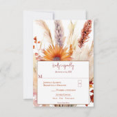 Herfst Boho bloemenbruiloft | Wit RSVP Kaartje (Voorkant)