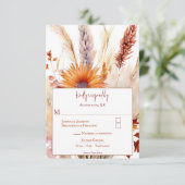 Herfst Boho bloemenbruiloft | Wit RSVP Kaartje (Staand voorkant)