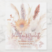 Herfst Boho bloemenbruiloft | Wit Wijn Etiket (Enkel label)