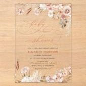Herfst Boho Bloemengender-neutrale babyshower Acryl Uitnodigingen (Voorkant)