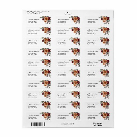 Herfst Boho Bloemige Bruids Shower Retour Etiket (Full Sheet)