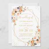 Herfst Boho Bloemige Terracotta Geometrische Trouw Kaart (Voorkant)