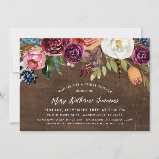 Herfst Boho Blooms Bridal Shower Uitnodiging (Voorkant)