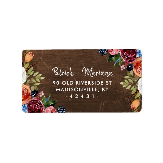 Herfst Boho Blooms Bruiloft Retouradres Etiket (Voorkant)