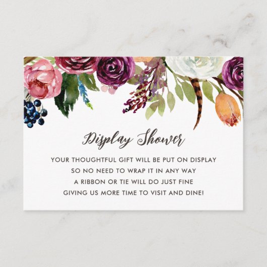 Herfst Boho Blooms Display Douche Geen Gift Wrap Informatiekaartje (Voorkant)