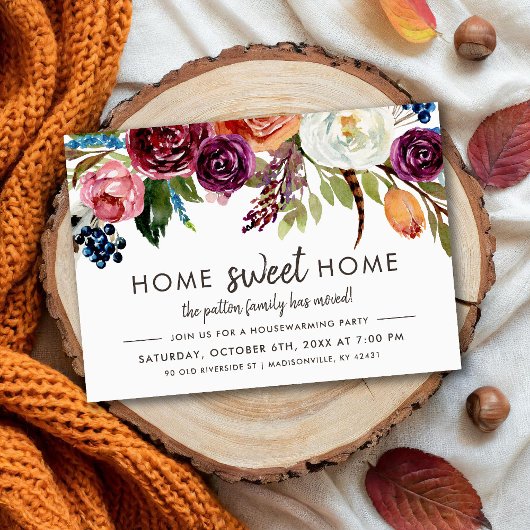 Herfst Boho Blooms Housewarming Party Uitnodiging