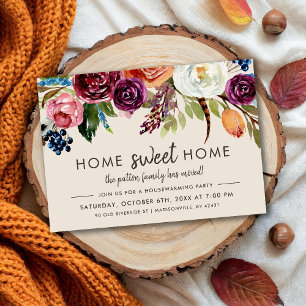 Herfst Boho Blooms Housewarming Party Uitnodiging