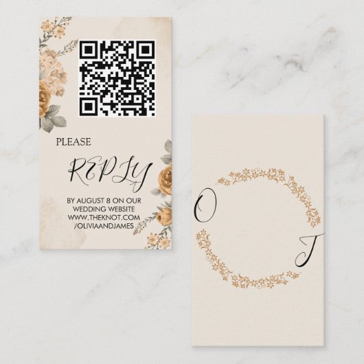 Herfst Boho Blooms | Modern Huwelijksverblijf Kaar Informatiekaartje (Voorkant / Achterkant)