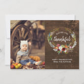 Herfst Boho Blooms Thanksgiving Foto Plat Feestdagenkaart (Voorkant)