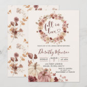 Herfst Boho Blush en Marsala Bloemige Pompoen Show Kaart (Voorkant / Achterkant)