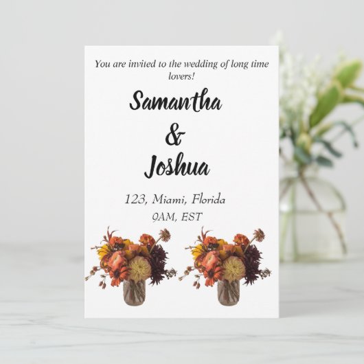 Herfst Boho bohemian rustieke paar bruiloft Kaart (Staand voorkant)