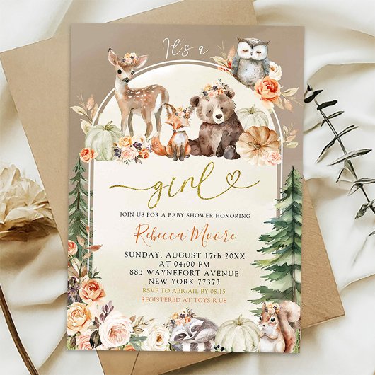 Herfst Boho Bos Baby Shower Kaart