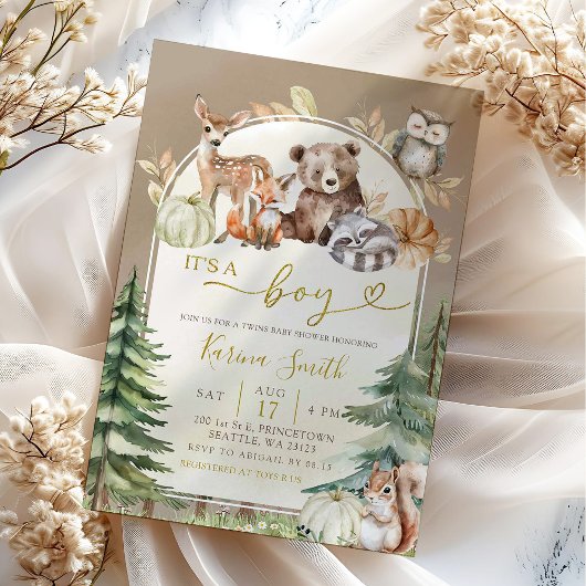 Herfst Boho Boswoud Jongens Baby Borrel Kaart