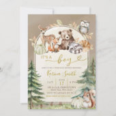 Herfst Boho Boswoud Jongens Baby Borrel Kaart (Voorkant)