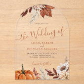 Herfst Boho Botanische bruiloft Acryl Uitnodigingen (Voorkant)