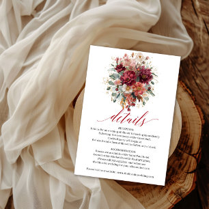 Herfst Boho Bourgondië Bloemen Marsala Groene Deta Informatiekaartje