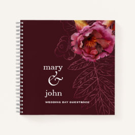 Herfst Boho Bourgondië Roos Tracery Gastboek Notitieboek