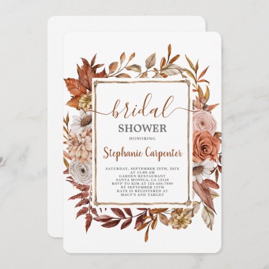 Herfst Boho Bridal Shower Kaart (Voorkant / Achterkant)