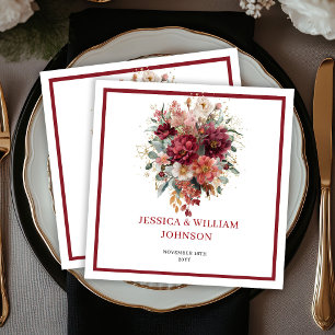 Herfst Boho Burgundy Bloemen Marsala Groene Huweli Servet