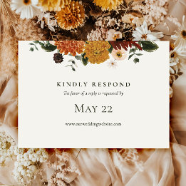 Herfst Boho Burgundy Wilde Bloem Bruiloft RSVP Kaartje