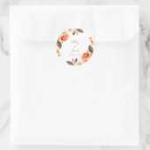 Herfst Boho Burnt Oranje Floral Wedding Ronde Sticker (Tas)