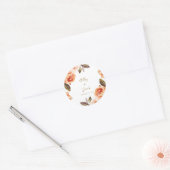 Herfst Boho Burnt Oranje Floral Wedding Ronde Sticker (Envelop)