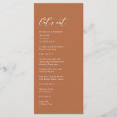 Herfst Boho Burnt Sinaasappel bruiloft Menu (Voorkant)
