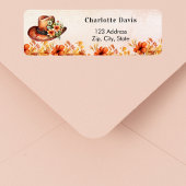 Herfst boho chic cowboyhoed bloem retouradres etiket