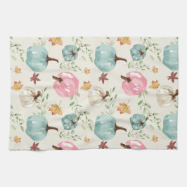 Herfst Boho Chic Waterverf Pompoen en bladeren Theedoek