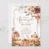 Herfst Boho Coquette Pompoen Tea Party Baby shower Kaart (Voorkant)