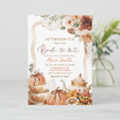 Herfst Boho Coquette Pompoen Tea Party Vrijgezelle Kaart (Staand voorkant)