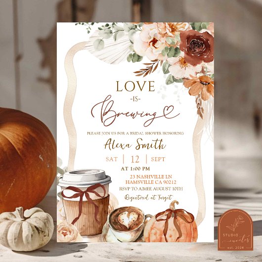 Herfst Boho Coquette Pompoen Theepartij Bruidsfees Kaart