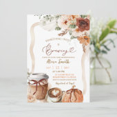 Herfst Boho Coquette Pumpkin Coffee Baby shower Kaart (Staand voorkant)