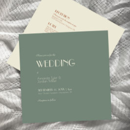 herfst Boho deco Sage Green Square All One Wedding Kaart