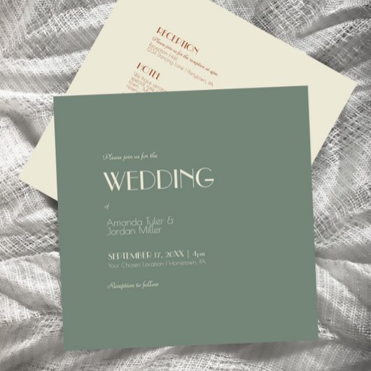 herfst Boho deco Sage Green Square All One Wedding Kaart