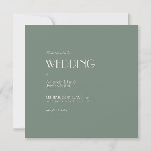 herfst Boho deco Sage Green Square All One Wedding Kaart (Voorkant)